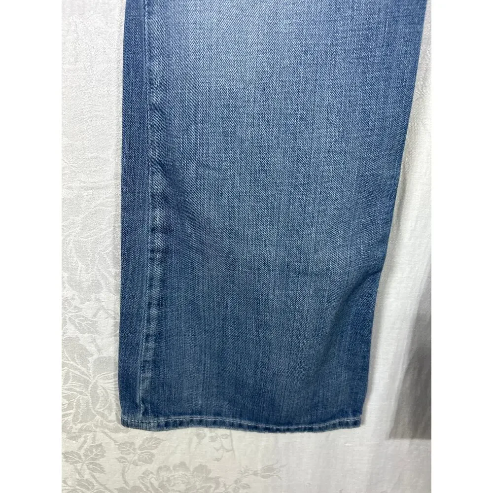 BKE Jeans 31x31.5 Sabrina Low Rise Flare Vintage Y2K Distressed Blue Denim